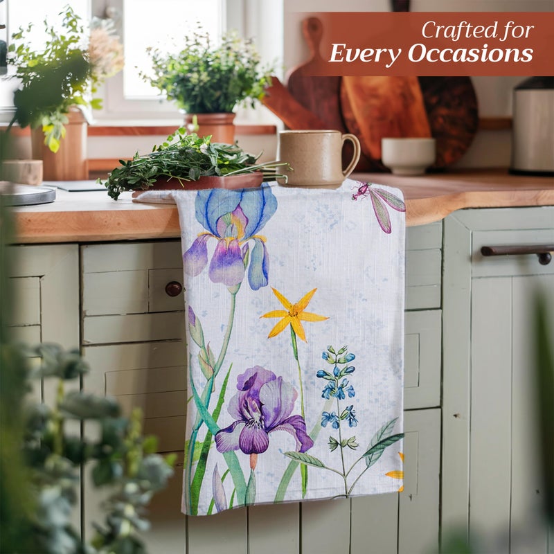 Maison d' Hermine Kitchen Towels Set of 3 100% Cotton 27.50" x 20" Reusable Cloth Tea Dish Towels Absorbent with Hanging Loop for Kitchen, Home, Dining, Cocktail Parties Spring/Summer (Fleurs De Mai) - Image 5